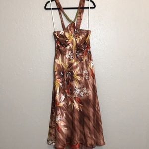 Donna Ricco 100% Silk Halter Floral Midi Dress